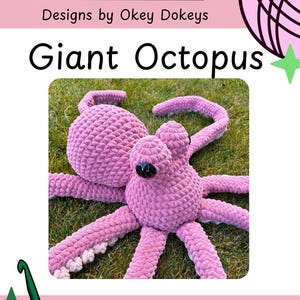 Jätte Bläckfisk Virkmönster | Jumbo Amigurumi Plyschleksak