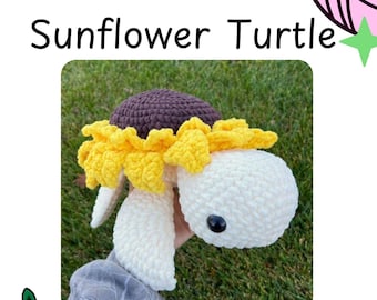 Sunflower Turtle Crochet Pattern, Floral Amigurumi Plush (PDF Download)
