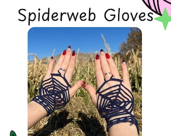 Spiderweb Gloves Crochet Pattern, Gothic Fingerless Arm Warmers (PDF Download)