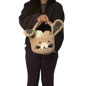 Crochet Easter Bunny Basket Pattern Only - Easter Egg Basked - Easter Crochet Project - Chenille Soft Crochet Pattern - Intermediate