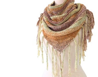 Handmade Crochet Eclectic Fringe Scarf, Winter Scarf, Fall Scarf, Fringe Scarf, Fashion Scarf, OOAK, Fiber Art, Indie Clothing, Bohemian