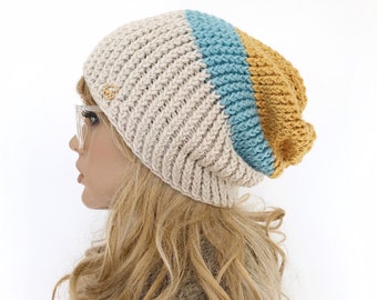 Adult Crochet Knit Look Slouch Beanie