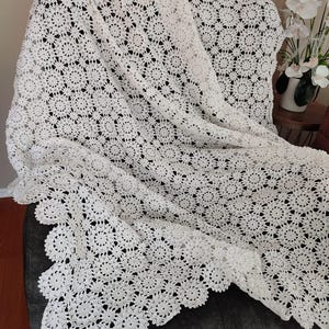Tovaglia in pizzo all'uncinetto vintage, tovaglia per 6 persone, pizzo fatto a mano, tovaglia in pizzo all'uncinetto in cotone per la casa nostalgica, regalo di Capodanno