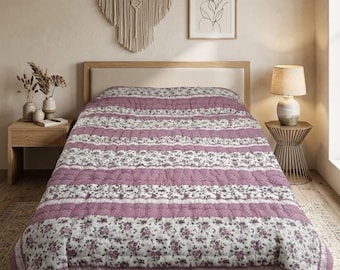 Set copriletto in pizzo di cotone fatto a mano, trapunta con motivo floreale turco