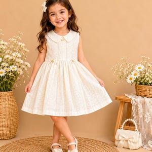 white cotton dress 2t Embroidered White Cotton Dress: Toddler Girl, 1-2 Years