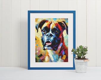 Retrato abstracto de boxeador/mastín/DogArtWork/Arte de pared de Dogfulness, Arte de pared de perro de regalo, Arte de pared con impresión de Dogfulness, Arte de pared abstracto