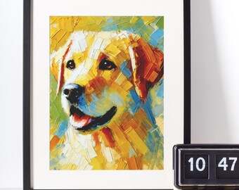 Yellow Lab Abstract Digital Print - Modern Dog Wall Art - Unique Pet Lover Gift - Vibrant Canine Decor - Instant Download"