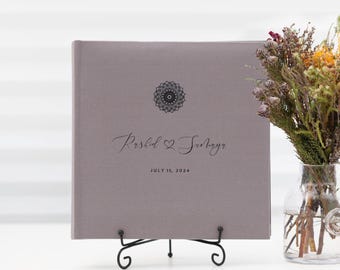 Personalized Linen Muslim Wedding Photo Album. Embossed Islamic Nikah Keepsake