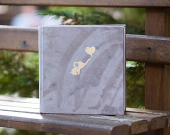 Plush Velvet Baby Photo Album: Elephant Foil Print, Lay-Flat Keepsake