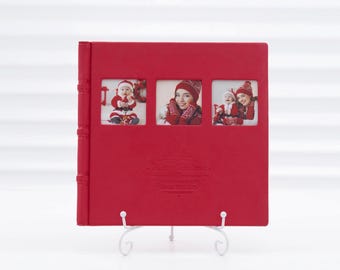 Eco Leather Family Photo Album: Custom Embossed Lay Flat Memory Book