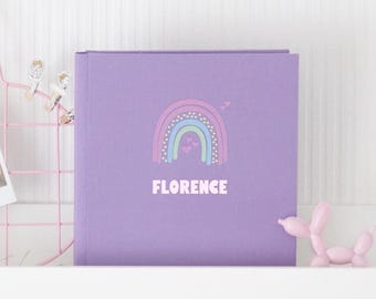 Personalized Baby Photo Album Lay Flat. Linen Cover, Fuji Photoprint