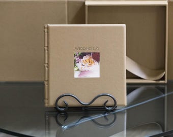 Eco Leather Wedding Photo Album with Window & Custom Embossing
