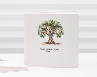 Personalized Linen Family Tree Photo Album: Handmade Memory Keepsake