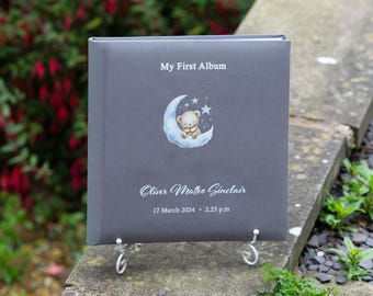Photo Album Baby Memory Book Linen Cover Personalised Newborn Gift Baby Shower Keepsake Family Heirloom 12x12