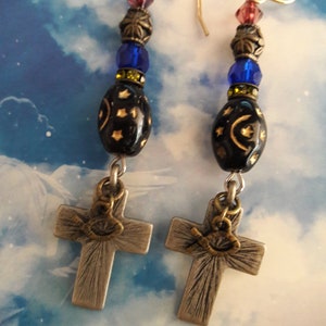Christian Cross Dangle Earrings: Gothic Medieval Style