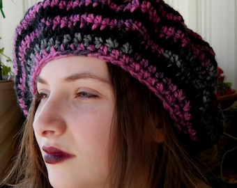 Large Stevie Style Crochet Beret Renaissance Hat Choose Your Color