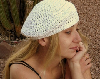 100 Percent Cotton Crochet Beret Hat Choose Your Color