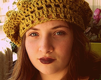 Custom Made Hats, Stevie  Style Hat, Renaissance Hat, Medieval Hat, Crochet Berets, Floppy Berets, Crochet Tam