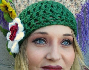 Cloche Hat Crochet Pattern: Easy Peasy Flower Beanie (Digital Download)