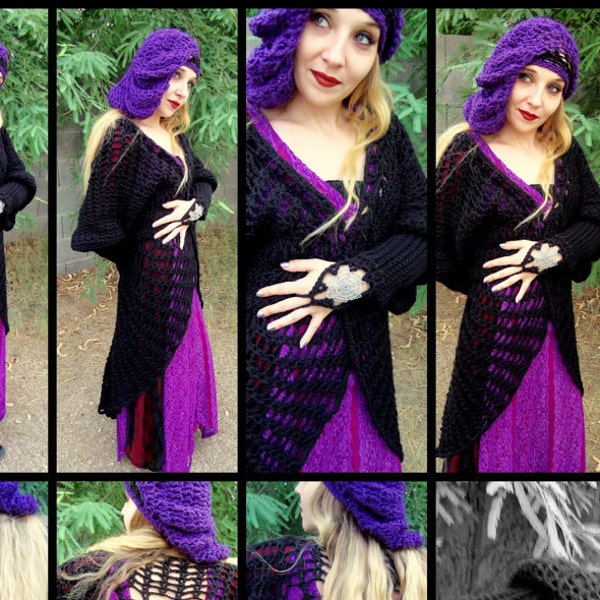 Stevie Nicks Raven Wings Spiderweb Mandala Tunic Vest and Gauntlets 3 Crochet PATTERNS