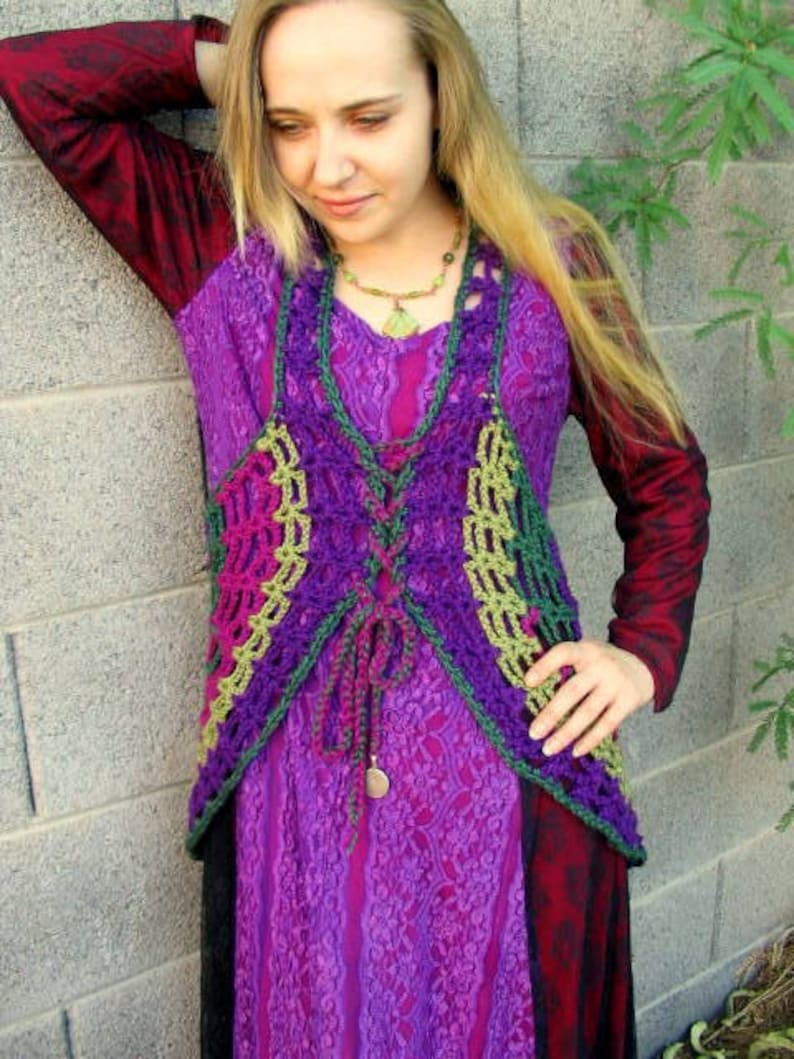 Choose Your Own Color Spider Web Mandala Vest Dress SCA Tunic image 3