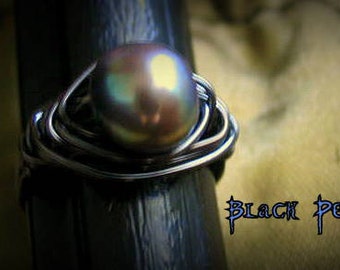 The Coveted Rare Black Pearl Ring, Choose Your Size,  The Black Pearl, Black Pearl Ring, Pearl Ring, Pirate Ring, Pirate Jewelry