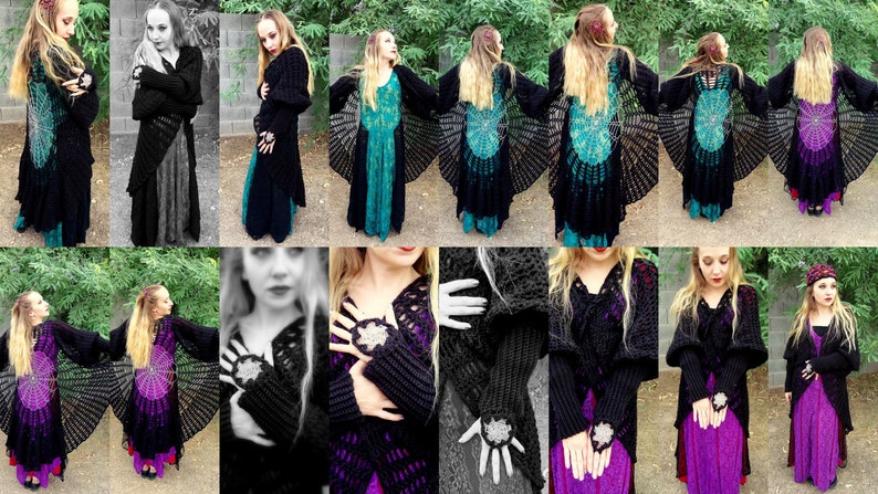 Crochet PATTERN, Raven Wings, Spiderweb, Mandala Tunic Vest, Gauntlets Pattern, 3 Crochet PATTERNS image 5