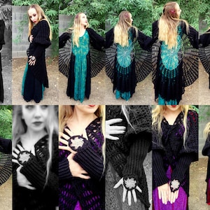 Stevie Nicks Raven Wings Spiderweb Mandala Tunic Vest and Gauntlets 3 Crochet PATTERNS image 5