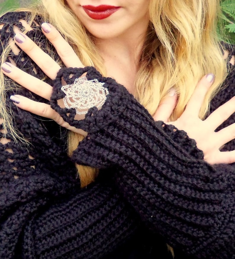 Spider  Crochet PATTERN Hand Warmer Fingerless Gloves Etsy