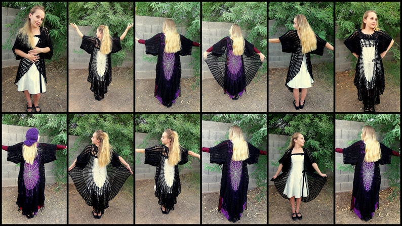 Stevie Nicks Raven Wings Spiderweb Mandala Tunic Vest and Gauntlets 3 Crochet PATTERNS image 2