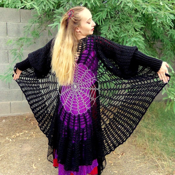 Raven Wings Spiderweb Mandala Tunic Vest and Gauntlets 3 Crochet PATTERNS
