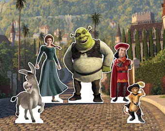 Shrek 17 printable life-size cutouts and backdrop PNG Digital Download