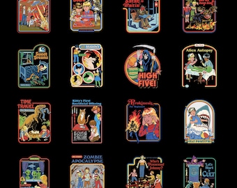 50 Retro Funny Horror T-shirt Designs PNG Digital Download