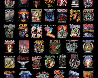 40 Classic Band T-shirt Printable Designs PNG Digital Download