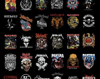 30 Distressed Metal Band logo T-shirt Designs PNG Digital Download