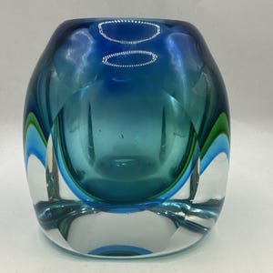 Flavio Poli ムラノガラス ヴィンテージ花瓶 ブルー H30cm Flavio Poli Vase - Etsy