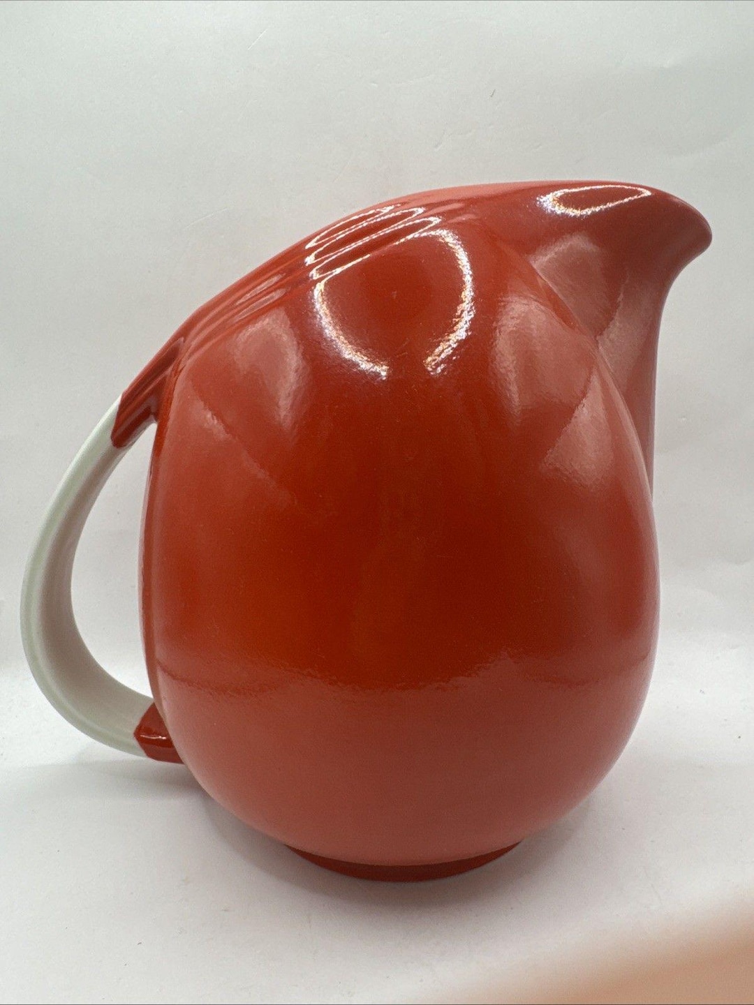 Vintage Halls Pottery #6 Pert Pitcher Chinese Red W/ White Handle 8 - Etsy