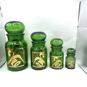 Vintage Apotheker-Einmachgläser, smaragdgrün, 4er-Set, zur Aufbewahrung in Küche oder Bad