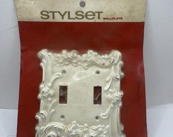 NEUE Vintage 70er Jahre Weiß Französisch Provincial Style Wandplatte Steckdose Abdeckung