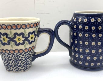 ヴィンテージ ヴウォツワヴェク ポーランド陶器 プレート：青い花柄