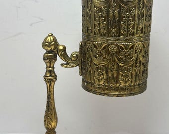 Vintage guldfärgad metall utsmyckad Dixie kopphållare badrumskommod