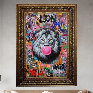 ライオンヘッドウォールアート、ジャングル動物装飾、ポップアートライオン絵画、現代ライオン装飾、ユニークなライオンギフト、ライオン愛好家のアート、野生動物プリント