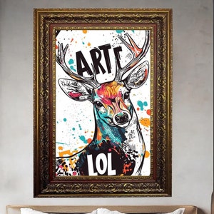 Abstract Deer Canvas Print: Modern Wildlife Wall Art