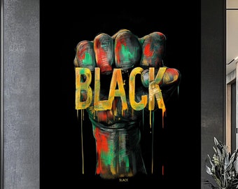 Afrocentric Fist Canvas Art: Protest Symbol Artwork