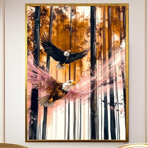 Dipinto su tela raffigurante un'aquila maestosa, opera d'arte raffigurante un'aquila calva, decorazione da parete ispirata alla natura selvaggia, regalo perfetto per gli amanti della fauna selvatica, opera d'arte ispirata alla foresta per la casa.