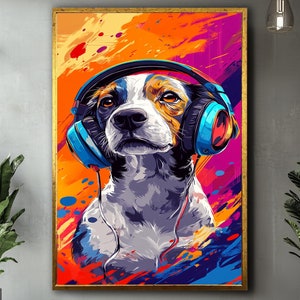 Colorful Dog Wall Art, Dog Art Print, Dog Lover Gifts, Dog Room Decor, Dog Portrait, Gifts for Dog Lovers, Nursery Decor, Home Decoration