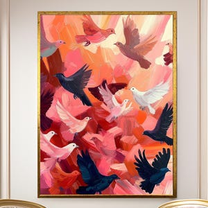 Gold Colorful Bird  Wall Art, Vibrant Bird Canvas Print, Birds Painting, Abstract Animal Art, Living Room Wall Art, Home Canvas Wall Decor