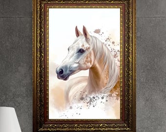Framed Horse Art Print: Abstract Equestrian Wall Decor