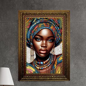 Black Woman Painting, African Woman Wall Art, Afrocentric Canvas Decor, African Culture Wall Decor, African Women Portrait, Luxury Wall Art