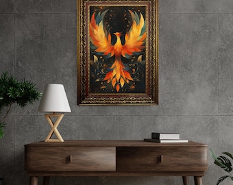 Framed Phoenix Art, Bird Wall Decor, Bird Wall Art, Spiritual Art, Phoenix  Decor, Mythical Firebird Canvas, Phoenix Home Decor, Gift Idea